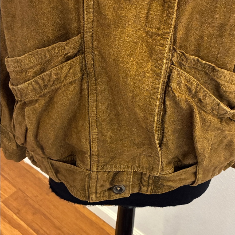 Free People Jayde Mustard Linen Safari Bomber Jacket Small 44” Chest $168 NWOT - Picture 6 of 15